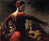Flamenco Dancer Canvas Paintings - Study for Tablado Flame